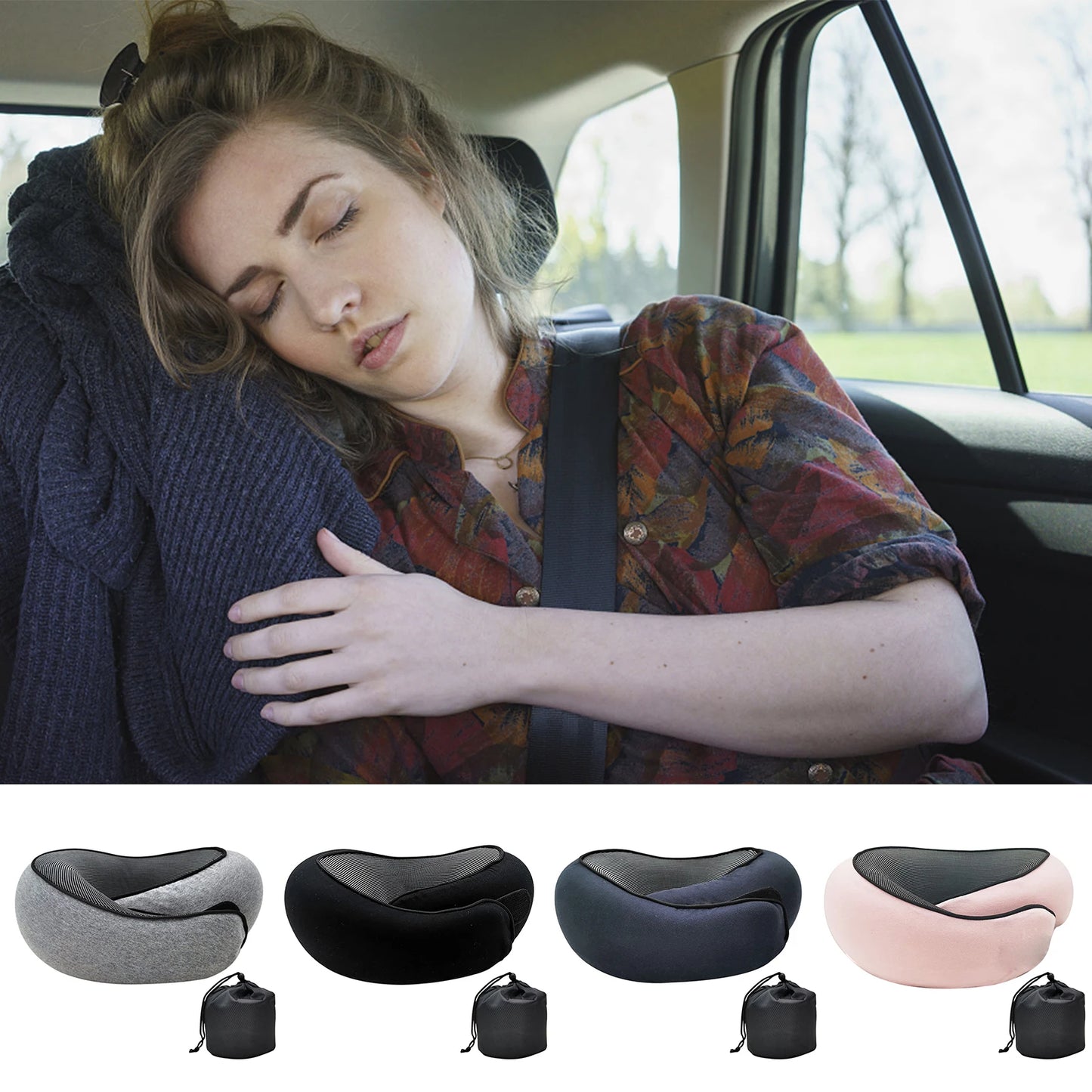 Memory Foam Travel Neck Pillow - Snail Style