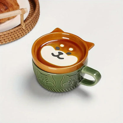 300ml Cartoon Animal Ceramic Cup with Lid