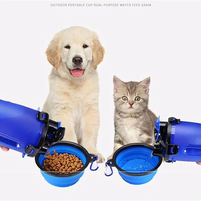 2-in-1 Pet Travel Water Bottle & Food Container