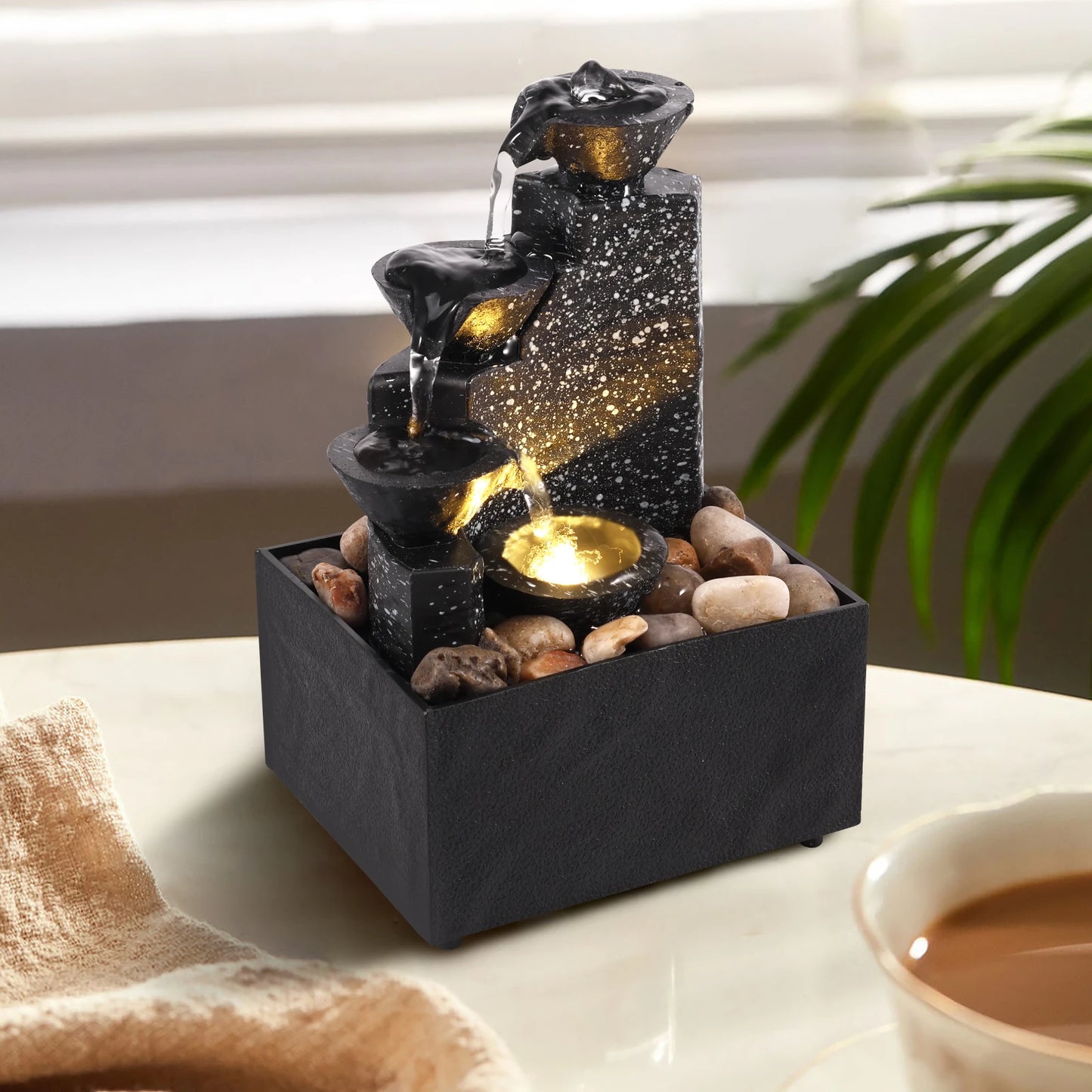 Mini Water Fountain with Light - Home Relaxation Decor